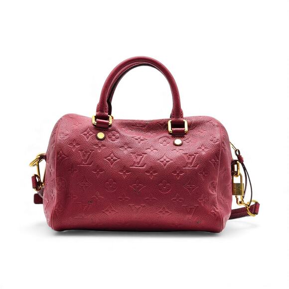 Louis Vuitton Speedy Bandouliere 25 Empreinte Leather Shoulder Bag Burgundy - Picture 3 of 11